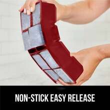 Gorilla Grip Slow Melting Large Silicone Ice Cube Tray For Freezer, 2 Pack, Easy To Push 8 Giant Square Cubes, Use For Cocktails, Iced Coffee, Water Bottle, Frozen Puree, Kitchen Bar Essentials, Red - MàuD - Xem 5