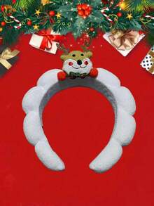 1pc 2026 Reindeer Antler Christmas Headband, New Cartoon Costume Plush Sponge Reindeer Santa Claus Party Headpiece, Hair Band, Hair Hoop