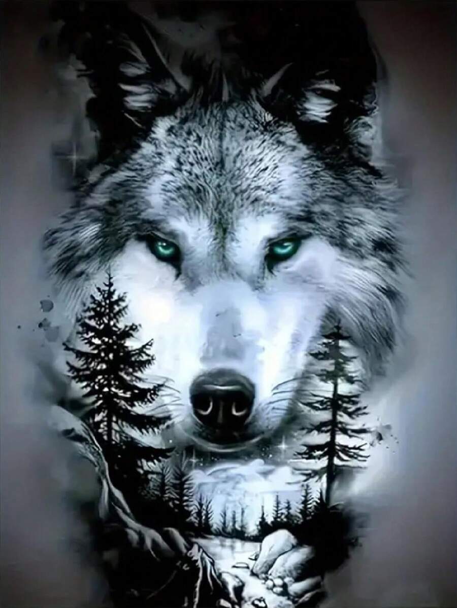 1pc DIY Diamond Painting - Wolf, Full Drill, Home Decor, 11.8*15.7in/30*40cm