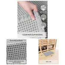 Tapete de bao tipo gofre, superabsorbente, antideslizante, para bao, lavable a mquina, con borlas, alfombras de bao para piso de bao, junto a la tina, 2x 6 pies, verde - Gris claro + 17" x 24" - Ver 1