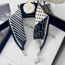 Bufandas para Bolsas, Bufanda Cuadrada de Seda para la Cabeza para el pelo para Mujer, Bufandas, Cuello, Bufandas a la Moda Collar, Pañuelo para la Cabeza 3 en 1 - Blanco - Ver 8