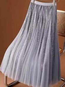 MIA MIA MODAS Tulle Skirt With Sequin Of The Best Quality Long Shiny Skirt - 灰色 - 查看 3