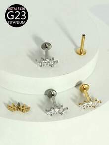 1 قطعة من الأذن المثقوبة المزودة بخرز من التيتانيوم والزركون المقطع على شكل ماركيز للثقب الحلزوني، مسمار داخلي الخيط للثقب الأذن الخارجي والداخلي، إكسسوارات مجوهرات الجسم