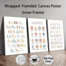Bộ 3 tranh treo tường phòng trẻ em - Bảng chữ cái, Biểu đồ số & Áp phích ABC | Đồ trang trí phòng trẻ em giáo dục cho bé trai và bé gái | Áp phích vải canvas phong cách Boho hiện đại | Khung tùy chọn, Tranh treo tường có khung - Nhiều màu - Xem 18