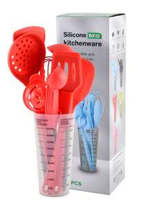 16-częściowy zestaw silikonowych naczyń kuchennych do pieczenia, zestaw silikonowych naczyń kuchennych z powłoką nieprzywierającą, zestaw naczyń kuchennych do gotowania, pieczenia, miarek i łyżek, szpatułki, w tym łyżka pełna, łyżka cedzakowa, łyżka do zupy, duża szpatułka, szpatułka cedzakowa, trzepaczka do jajek, szczypce do żywności, pędzel do oleju, mała szpatułka, miarki i łyżki