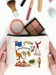 Fun Makeup Bag, Australian Theme Lightweight Makeup Bag,Canvas Charger Cable Storage Bag - Non-Waterproof ,Australian Small Animal Series Print Bag, Portable Zipper Makeup Bag With Vibrant Australian Illustrations, Portable Toiletry Bag, Travel Makeup Bagtravel Essentials For Vacation Summer Holiday Back To School School Stuff Bag For School Travel Bag For Women Makeup Bag For Travel - Multicolor - View 4