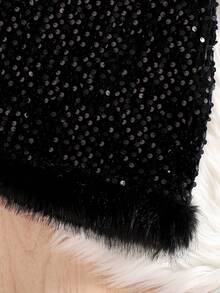 2 sztuki/zestaw dziewczęcy: koszulka z cekinami w groszki i spódnica z elastyczną talią, modny i elegancki okrągły dekolt, puszysty brzeg rękawów, odpowiedni na wiosnę, jesień, zimę, imprezę na świeżym powietrzu, prezent urodzinowy, 4-8 lat - Czarne - Zobacz 7