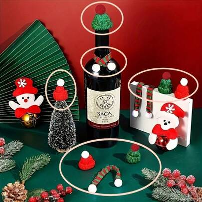 20/40/80pcs Mini Woven Hats And Scarves Set, Christmas Tree Ornaments, Handmade Christmas Decorations, DIY Craft Art, Suitable For Wine Bottles, Christmas Trees, DIY Handicrafts, Christmas Holiday Event Decorations, Festival Decorations, Festival Decorations, Festival Styles, Mini Decorations, Fabric Materials, Craftsman Decorations, Hanging Decorations, Suitable For DIY Enthusiasts, Handicraft Enthusiasts