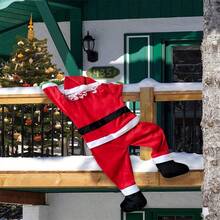 1 pieza Adorno realista de Papá Noel trepador con gancho de fácil colgado - Pose realista, duradero, decoración navideña para el hogar, decoración navideña grande