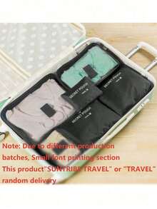 1/6 件便携式收纳套装，多功能旅行包，可折叠随身行李箱，大容量衣物收纳袋，行李整理袋，旅行必需品，压缩收纳袋，大网袋，整理和收纳，旅行配件，返校，宿舍必需品，秋季新品 - 黑色 - 查看 7