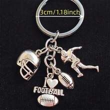 Football Fan's Dream: Mini American Football Helmet Keychain -� !Sports Theme,Floating Design,With Safety Clasp,For Bags And Keys,Men,DIY,Key Ring