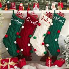 Personalized Christmas Stockings, Customizable Name Christmas Stockings, 2025 Embroidered Knitted Christmas Stockings, Christmas Family Stockings, Lettered Stockings, Holiday Stockings, Personalized Christmas Ornaments, Christmas Home Decorations, Christmas Family Gifts