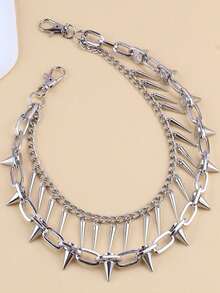 1 pieza Cinturón de cintura de estilo punk rock minimalista y de moda, versátil con remaches y cadena de metal, regalo decorativo de cadena para jeans unisex