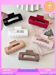 1PC Brand-New Silicone Soft Large Square Hair Claw, High-End Women's Elastic Hair Clip, Women's Hair Accessory, Powerful Chin Clip. Made Of Soft Silicone, It Is Available In Multiple Colors Such As Black, White, Red, Khaki, And Coffee. The Style Is Simple, Fashionable, Cute And Elegant. Winter Hair Clutch Elegant Claw Clips
