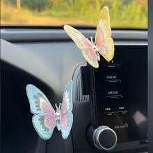 三维动态蝴蝶改装车饰内饰创意治愈清新可爱车载摆件，汽车装饰，汽车 - 彩色 - 查看 2