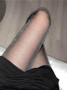 1/2pcs Women Shiny Opaque Tights, Slim Fit Sexy Versatile Stockings - Black - View 7