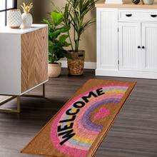 1pc Rainbow Pattern Printed Faux Wool TPR Bottom Doormat, Bathroom Mat, Kitchen Mat, Laundry Room Mat, Holiday Decor, Home Decor, Party Decor, Wedding Decor, Dining Decor - Multicolor - View 12