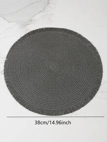 1pc/4pcs/6pcs/8pcs Beige/Khaki Round Seagrass Dual-Tone Tassel Placemats, Heat-Resistant Non-Slip Kitchen Table Mats, Insulation Pads, Coasters, Dining Table Decor For Party, Gathering, Family Meal