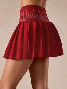 NcmRyu 1 Stück Damen Mode Elastische Taille Lässig Vielseitig Plissee Hohe Taille Halbschlüpfer Sicherheits-Shorts mit Taschen, Tennis Rock für Training & Sport