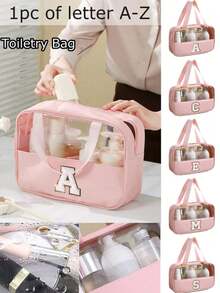 1pc Large Capacity Travel Makeup Bag, Handheld Cosmetic Organizer Bag, Portable Toiletry Bag, Makeup Brush Holder, Skincare Products Storage Bag, Handbag, Waterproof Bathroom Toiletry Bag, Suitable For Lipstick, Makeup Brushes, Eyeshadow, Mirror, Eyeliner, Lip Gloss, Skincare, Toothbrush, Toothbrush Cup, Soap, Shampoo, Comb, Watch, Phone, Necklace, Jewelry, Digital Products, Storage, Christmas Gift, Gift For Women, New Year Gift Wash Bag For Travel For Bathroom For Women