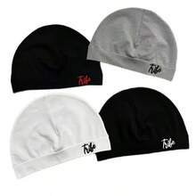 قبعة جمجمة مطبوعة جرافيك، قبعة بيني عصرية للجنسين، موضة الهيب هوب، قبعة محبوكة ناعمة مرنة، لارتداء اليومي والرياضات الخارجية والسفر والدراجات، تصميم عصري مبسط، طراز حضري أنيق، إكسسوار أساسي لفصل الشتاء - حرف C مزدوج - مشاهدة 1