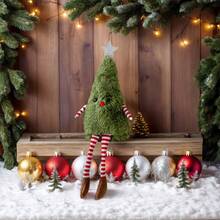2pcs Christmas Tree Shaped Long Leg Green & White Decor Figurines Set, Indoor Tabletop Decoration Home Decor Christmas Decorations Room Decor