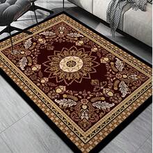 1pc Elegant Mandala Flower Pattern Large Area Mat - Soft, Dust-Proof, Machine Washable, Anti- Mat For Living Room, Bedroom, Or Dining Area, Rich Reddish-Brown With Golden Accents, Intricate Floral Design, Perfect For Banquet Or Game Room Decor, Soft Polyester Mat Christmas Decor Kitchen Rug