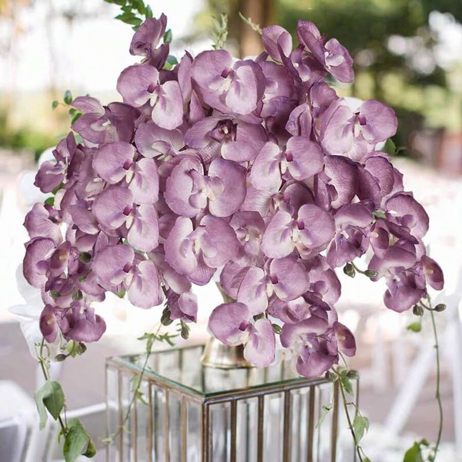 1/3/6 Stücke künstliche Phalaenopsis Orchideen Stiele, Fake Blumen für Heim-Dekoration, Hochzeitsdekoration, Hochzeitstischdekoration, Herbst-Heimdekoration, Raumdekoration, Balkondekoration, Küchendekoration, Esszimmer, Schlafzimmer-Accessoires, Wohnzimmer-Dekoration, Partydekoration, Halloween-Dekoration, Weihnachtsdekoration, Braut mit Blumen, Geburtstagsparty, Wanddekoration, Hausdekoration, Geburtstagsgeschenke Kürbis Vase Outdoor Garten Dekoration