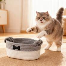 Small Woven Storage Basket, Cute Pet Toy Basket, Desktop Decor Storage Basket, Home Organizer Box, Mini Storage Basket For Entryway, Cosmetics, Keys, Pet Snacks And Toys, Kids Room Clutter And Toy Storage