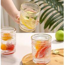 6 pahare romantice de apă de 9oz (255,1g), pahare mici de băut, set de pahare vintage, potrivite pentru suc, băuturi, bere, cocktail