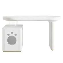 Home Office Desks - White + MDF - View 10