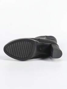 女士厚底过膝长靴，休闲简约长筒靴，适合秋冬季节和派对穿着 - 黑色 - 查看 12