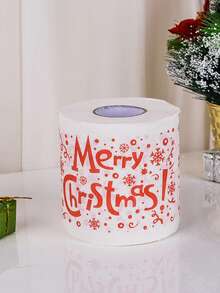 1 rouleau de papier hygiénique imprimé avec le Père Noël et le bonhomme de neige - à double usage comme papier toilette de Noël et essuie-tout jetable de cuisine. Serviettes en papier rouleau de Noël pour la décoration et la mise en place de table de fête, vaisselle jetable pour les fournitures de fête de Noël