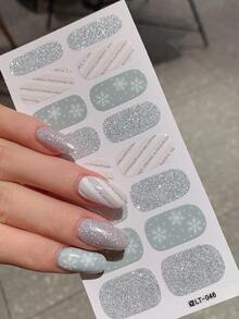Snowflak Nail Polish Strips Christmas Gel Nail Stickers Glitter Snow Flak Full Nail Wraps Xmas Nail Art Design Gel Nail Wraps Gel Nail Strips Stickers For Christmas Manicure Salon Nails - Multicolor - View 10