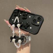 1pc Bow Pearl Belt Chain All-Inclusive Anti-Fall Mobile Phone Case Compatible With IPhone 16/15 PRO MAX/15 PLUS/15 PRO/15/14 PRO MAX/14 PLUS/14 PRO/14/13 PRO MAX/13 PRO/13/12 PRO MAX/12 PRO/12 PRO MAX/11 PRO/11/XS MAX/XR/XS/7/8 PLUS/Transparent Shockproof Protective Cover, Pearl Butterfly Decor Phone Case With Butterfly Bracelet Strap Compatible With Samsung Galaxy A14 A34 A54 A15 A25 A35 A55 S23 S23Plus S23ultra S23fe S24 S24plus S24ultra S24fe S25 S25plus S25ultra Waterproof Scratch Resistant - màu đen - Xem 6