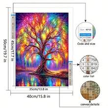 Kit de pintura de diamantes 5D - Árbol místico colorido, kit de mosaico de diamantes de perforación completa con herramientas, artesanía de bordado de diamantes como regalo para adultos principiantes, decoración de pared del hogar y decoración de habitaciones, regalo de cumpleaños
