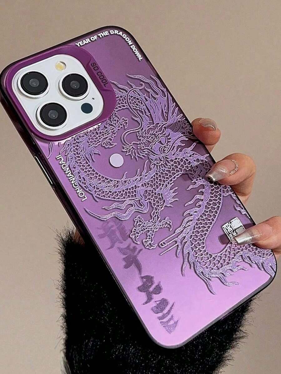 Pink Gucadi Chinese Style Electroplated Dragon Design 2020 New Year Couple Lens Frame Protective Case Compatible With Apple - Transparent Purple - View 1