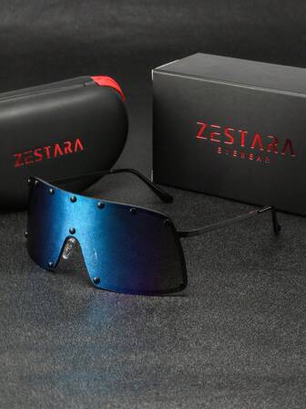 1 par de gafas de hombre con montura de metal con forma de escudo, estilo deportivo, versátil, cómodas y de moda. Adecuadas para correr, ciclismo, senderismo, esquí, patinaje. Viene con un empaque exquisito.