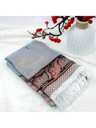 70*110cm Goud Zijden Katoenen Gauze Thin Plaid Carpet, Round Ball Tapijt Mat view 5