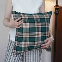 1pc Classic Plaid Pillow Cover, Retro Cushion Pillow Sham, Scottish Style Decorative Pillow Case, French Sofa Pillow Slip, Removable Zippered Cover (Pillow Insert Not Included) - Miluge - View 6