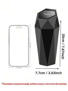 1PC Black Plastic Flip-Top Mini Car Trash Can With Easy-To-Clean Design, Can Be Placed On Car Cup Holder, As Well As Desk For Trash Collecting.