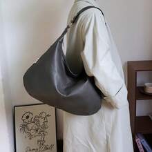 Hobo Bags Faux Leather Purses For Women Large Fashion Designer Ladies Bucket Bag Handbags - 灰色 - 查看 2