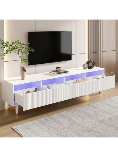 Sairedel TV Cabinet Wit 178cm, Minimalist Cabinet, Furniture Drawers, Acrylic, Moderne Media Board Storage Space, Living Room view 5
