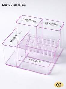 FULL BEAUTY 1pc Transparent Portable Empty Nail Storage Box With Layered Compartments For Nail Drill Bit Display Storage, Grinding Machine, Nail Polish, Brush, Tweezers Organizer - No Assembly Needed, Acrylic Desktop Nail Art Tool Organizer Nail Supplies