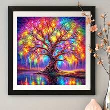 Kit de pintura de diamantes 5D - Árbol místico colorido, kit de mosaico de diamantes de perforación completa con herramientas, artesanía de bordado de diamantes como regalo para adultos principiantes, decoración de pared del hogar y decoración de habitaciones, regalo de cumpleaños