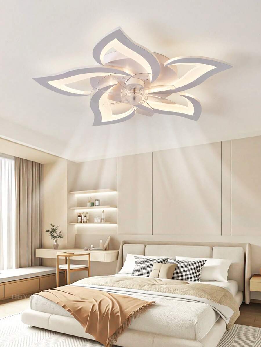 1个花形LED吸顶灯 - 3档亮度可调，现代嵌入式设计，适用于客厅、书房、餐厅装饰及派对氛围照明。客厅灯，吸顶灯，客厅照明灯具。 - 彩色 - 查看 1