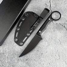 MKC Fixed Blade Knife Camping Outdoor Survival Straight Knife EDC Mountaineering Hiking Jungle Multi-Purpose Tool With K Sheath - Black - View 1