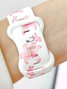 1CPS Pink Flower,Butterfly,Lily Print Silicone Watch Bands Compatible With Apple Watch Band Strap 38mm 40mm 41mm 42mm 44mm 45mm 49mm (S10 42)Mm (S10 46)Mm Women,Fashion Floral Soft Silicone Sports Watch Strap Bands Compatible With Iwatch Series 11 Ultra 3 SE3 Ultra 2 S10 SE2 9 8 7 SE 6 5 4 3 2 1 ,Thanksgiving, Mother's Day, Valentine's Day,ChristmasGifts