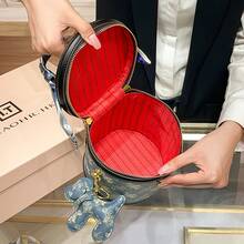 2025 Nuova Borsa a Secchiello per Donne, Borsa a Mano Rotonda alla Moda, Borsa a Spalla di Alta Gamma, Stampa 520 Retro Versatile Disponibile in Grandi e Piccole Dimensioni, Regalo per la Fidanzata