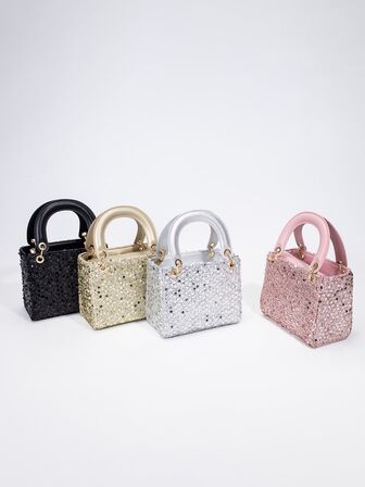 1pc Girl's New Fashion Sequin Elegant Handbag, High-End Shoulder Crossbody Bag With Adjustable Strap, Suitable For Daily, Party, Travel, Ideal Gift